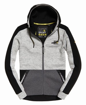 Superdry Gym Tech Colour Block Cipzár Férfi Kapucnis Pulóver Világos Szürke/Fekete | SNIUV0837